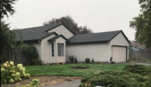 A Residential Cream Gutter Installation by Oregon Gutter Service in Albany, Oregon