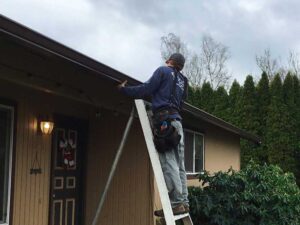 A Residential Charcoal Gutter Installation by Oregon Gutter Service in Corvallis, Oregon