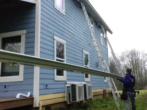 A Residential White Gutter Installation by Oregon Gutter Service in Corvallis, Oregon