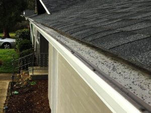 A Residential White Gutter Guard Installation by Oregon Gutter Service in Eugene, Oregon