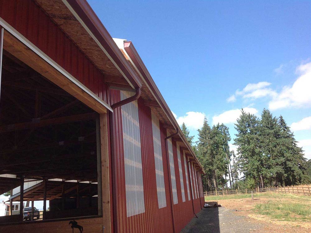 Farm Building Gutter installations in Oregon by Oregon Gutter Service