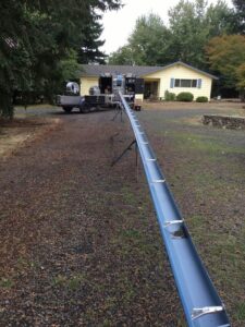 A Residential Tahoe Blue Gutter Installation by Oregon Gutter Service in Lebanon, Oregon