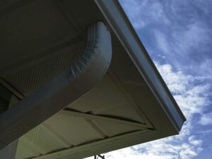 A Residential White Gutter Installation by Oregon Gutter Service in Lebanon, Oregon