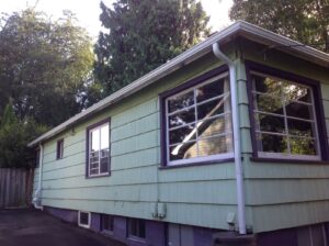 A Residential White Gutter Installation by Oregon Gutter Service in Lebanon, Oregon