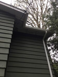 A Residential White Gutter Installation by Oregon Gutter Service in Lebanon, Oregon