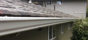 A Residential White Gutter Installation by Oregon Gutter Service in Lebanon, Oregon