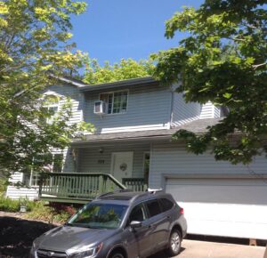 A Residential Harbor Grey Gutter Installation by Oregon Gutter Service in Salem, Oregon