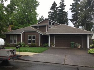 A Residential White Gutter Installation by Oregon Gutter Service in Salem, Oregon